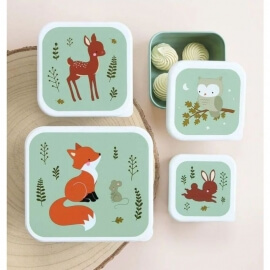 Σετ 4 Δοχεία Φαγητού Lunch & Snack Box Forest Friends - A Little Lovely Company (SBSEFF45)