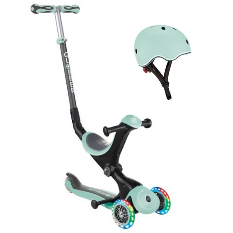 Σετ Πατίνι-Περπατούρα Globber Go-Up Sporty Lights Mint & Κράνος XXS/XS (45-51cm)